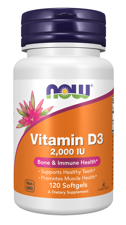 NOW Foods Vitamin D3 2000 IU - 30, 120 or 240 Softgels