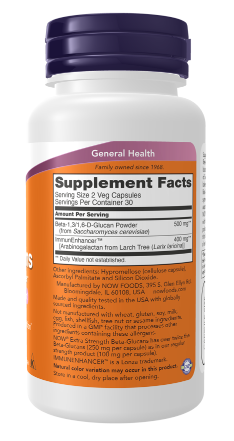 NOW Foods Beta-Glucans with ImmunEnhancer Extra Strength - 60 VCaps - Image 2