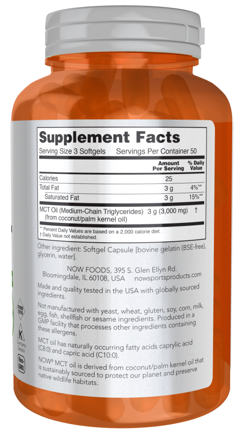 NOW FOODS MCT OIL 1000mg 150 Softgels - Image 3