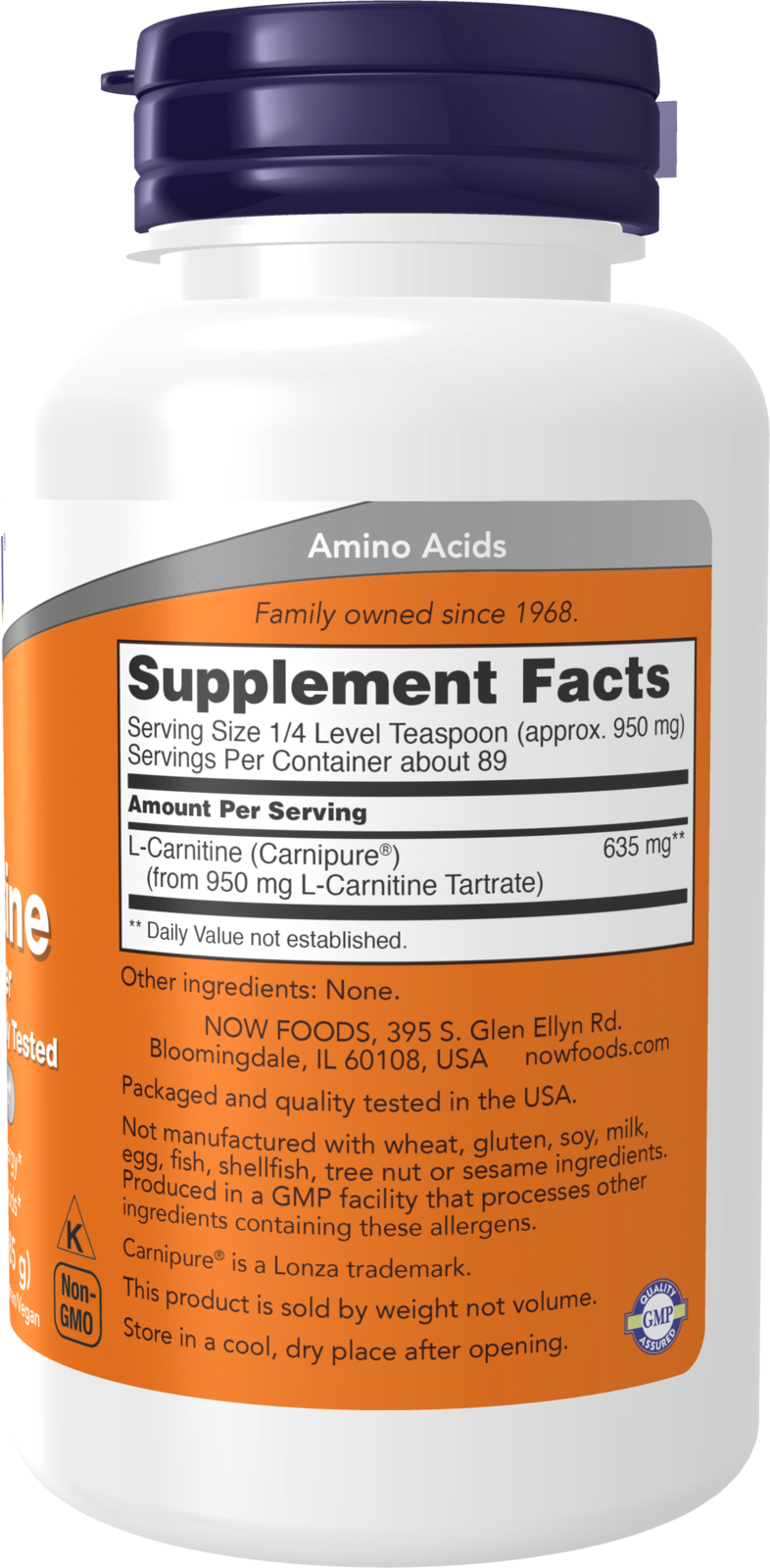 NOW Foods L-Carnitine Pure Powder - 3 oz. Tartrate Powder - Image 2