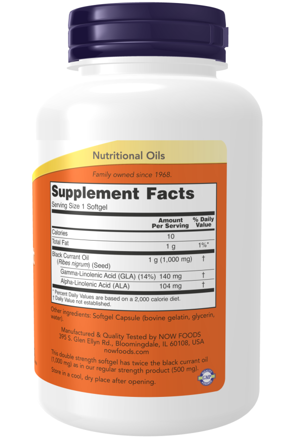 NOW Foods Black Currant Oil 1000mg 100 Softgels - Image 2