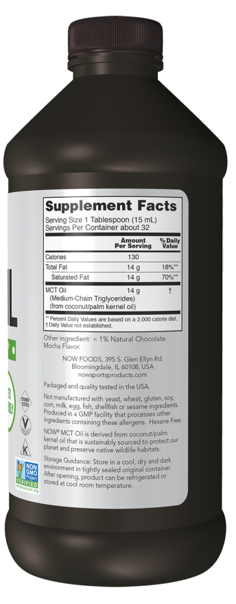 NOW Foods MCT Oil 16oz.- Vanilla Hazelnut or Chocolate Mocha - Image 2