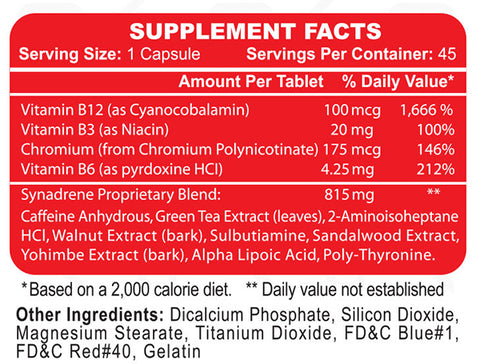 Hi-Tech Pharmaceuticals Synadrene 45 Count Weight Loss - Image 2