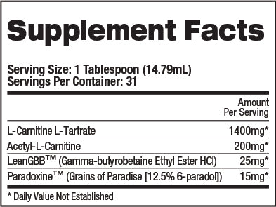 Fireball LCarnitine ingredient panel