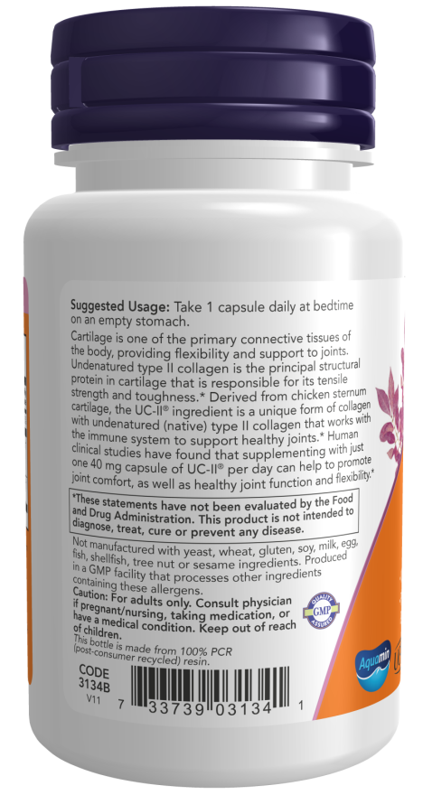 NOW Foods UC-II® Type II Collagen 60 or 120 Capsules - Image 4