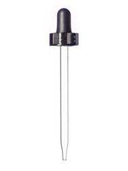 Black PP 22-400 ribbed skirt dropper assembly with rubber bulb and glass pipette (for 4 oz dropper bottles, output 0.8 cc) - Image 2