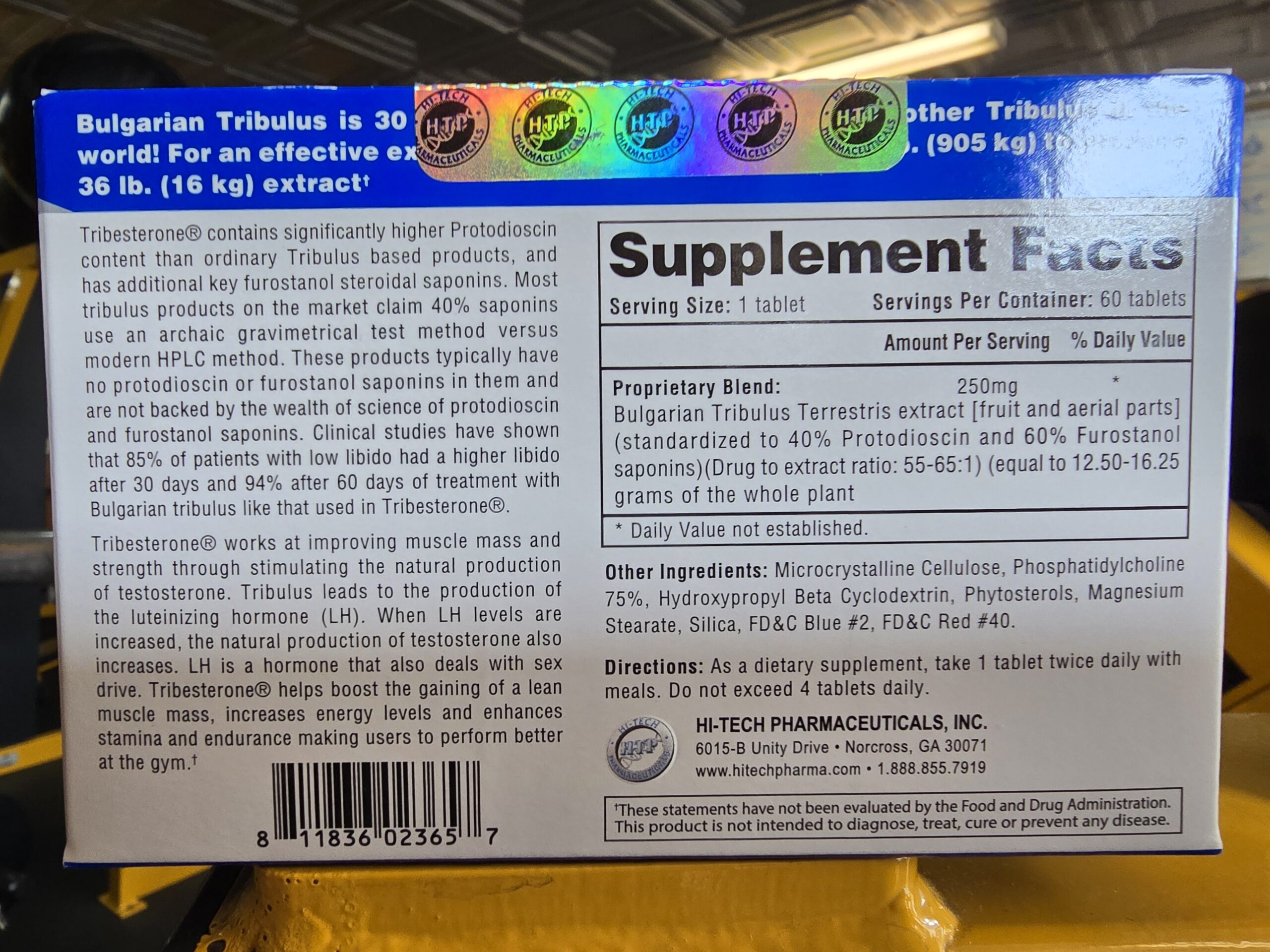 Hi-Tech Pharmaceuticals Tribesterone 60 Tabs - Image 2