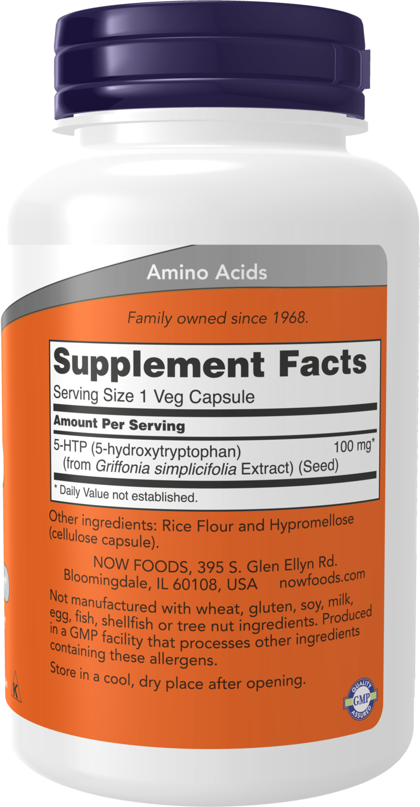 NOW Foods 5-HTP 100mg 60 VCaps & 120 VCaps - Image 3