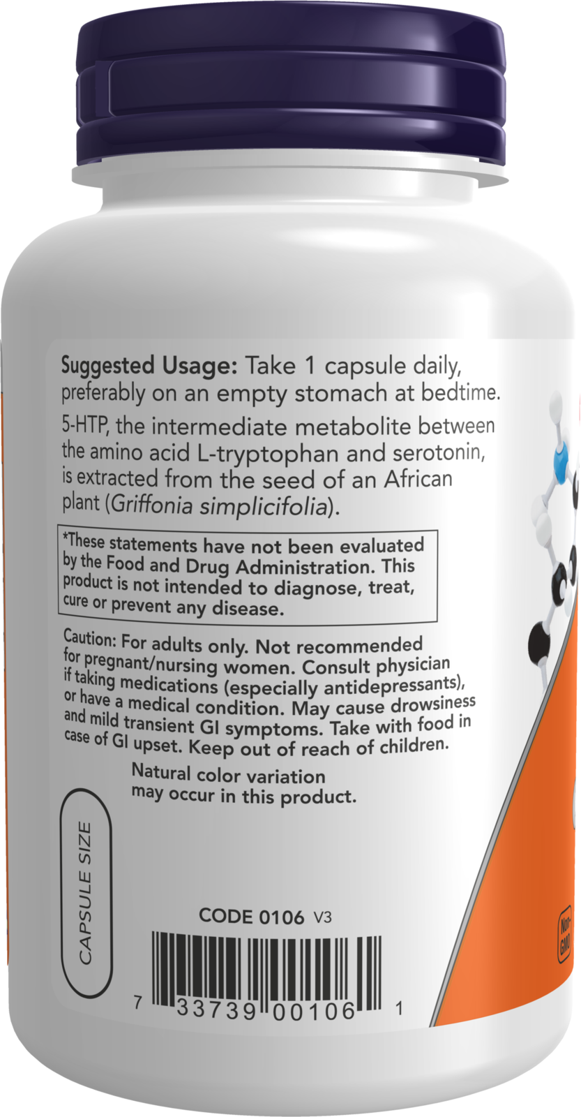 NOW Foods 5-HTP 100mg 60 VCaps & 120 VCaps - Image 4