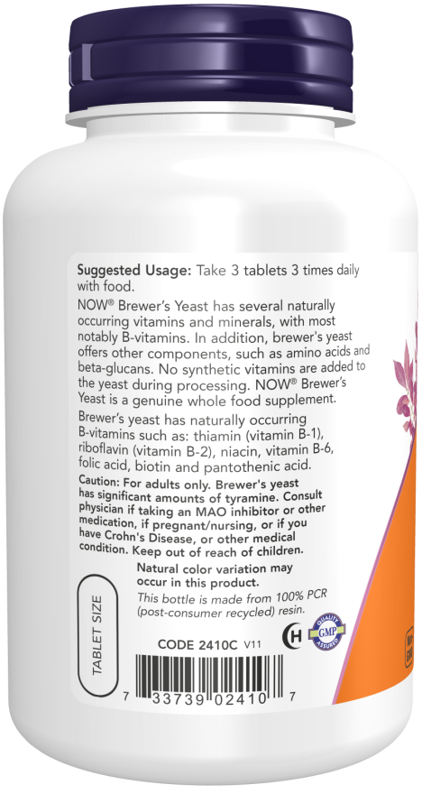 NOW Foods Brewer's Yeast 650mg 200 Tablets - Image 2