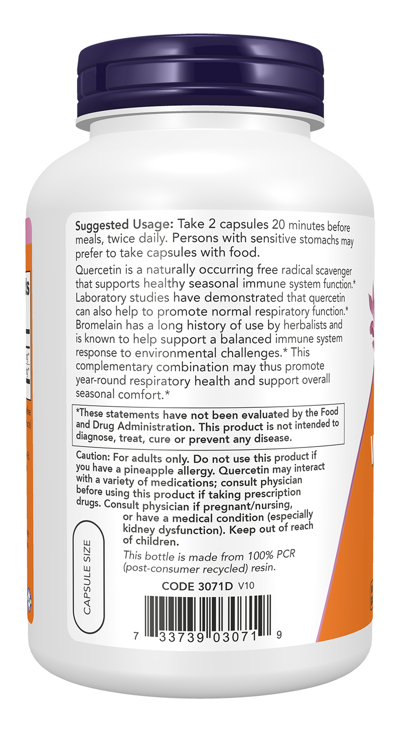 NOW Foods Quercetin with Bromelain 120 & 240 Veg Capsules - Image 4