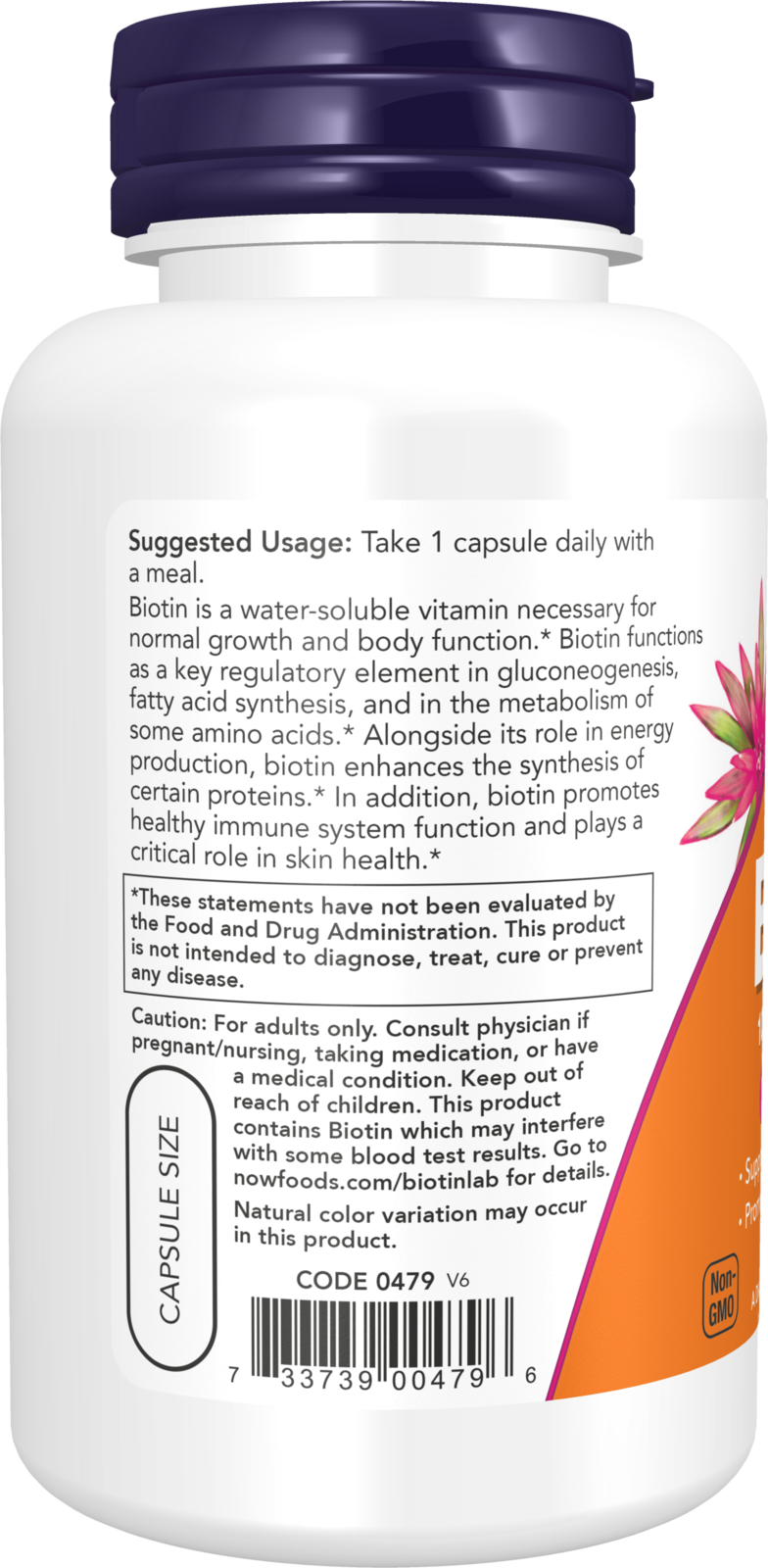 NOW Foods Biotin 10 mg (10,000mcg), Extra Strength 120 Veg Capsules - Image 3