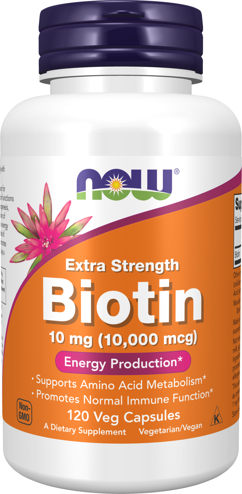 NOW Foods Biotin 10 mg (10,000mcg), Extra Strength 120 Veg Capsules