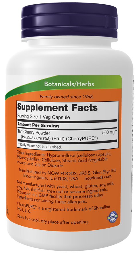 NOW Foods Tart Cherry 500 mg Veg Capsules (on backorder) - Image 3