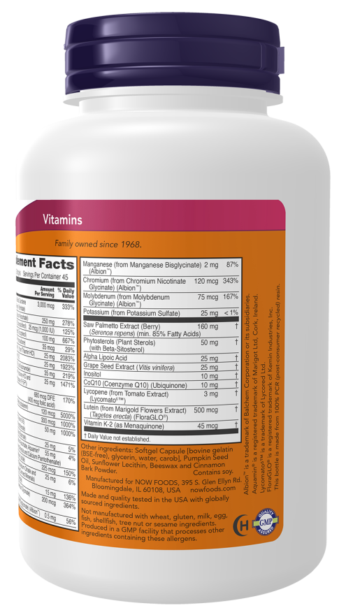 NOW Foods Adam™ Men's Multiple Vitamin 90 or 180 Softgels - Image 3