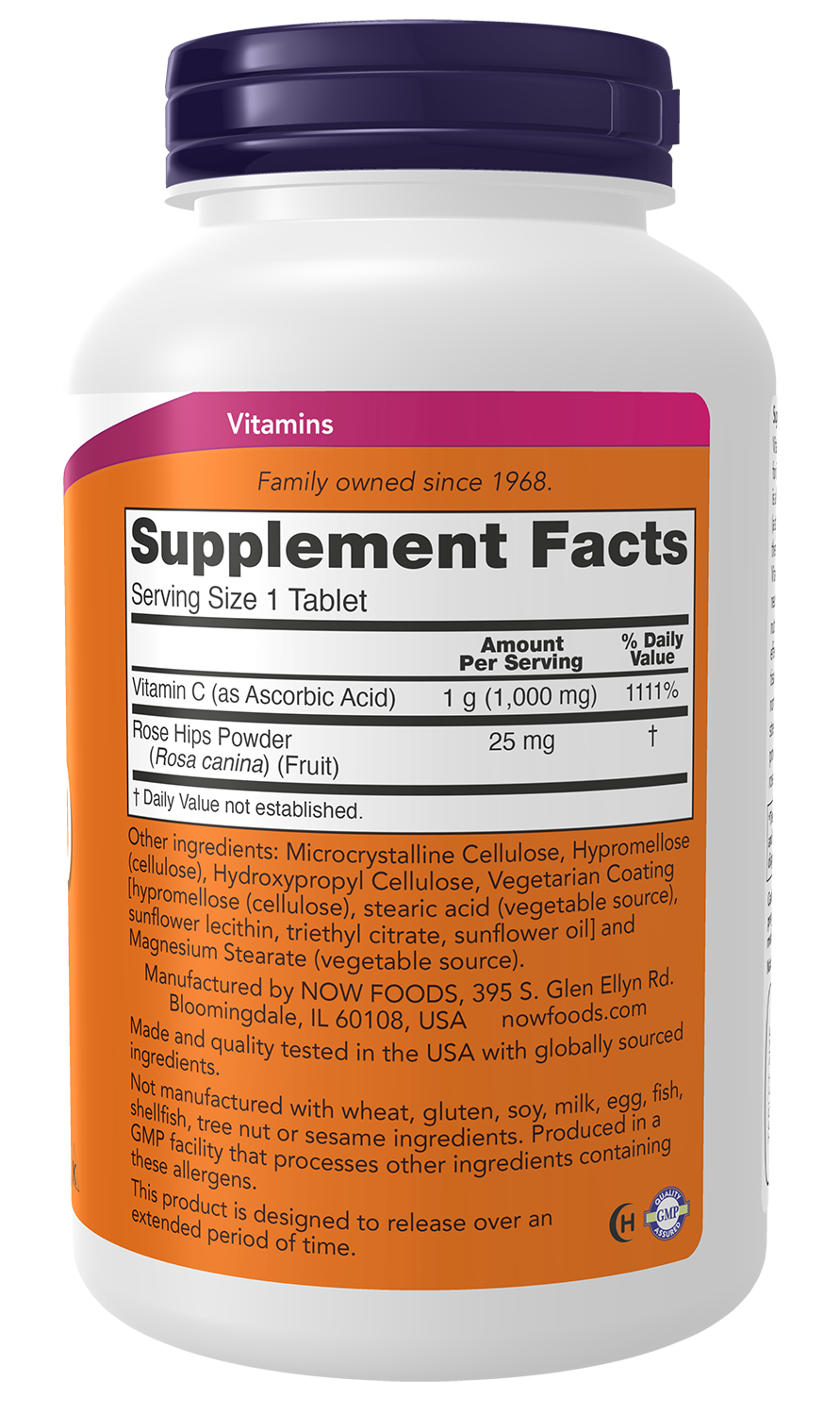 NOW Foods C-1000 Sustained Release with Rose Hips 250 Tablets - Image 3