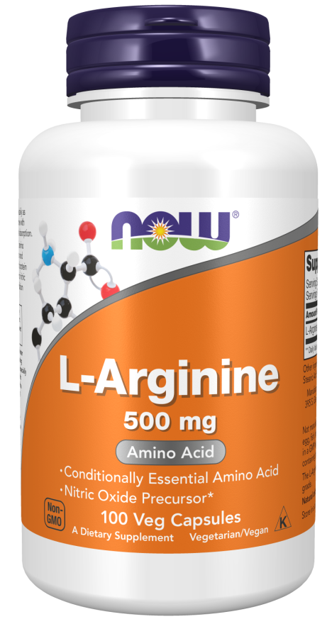 NOW L-Arginine 500mg 100 & 250 Caps - Image 2