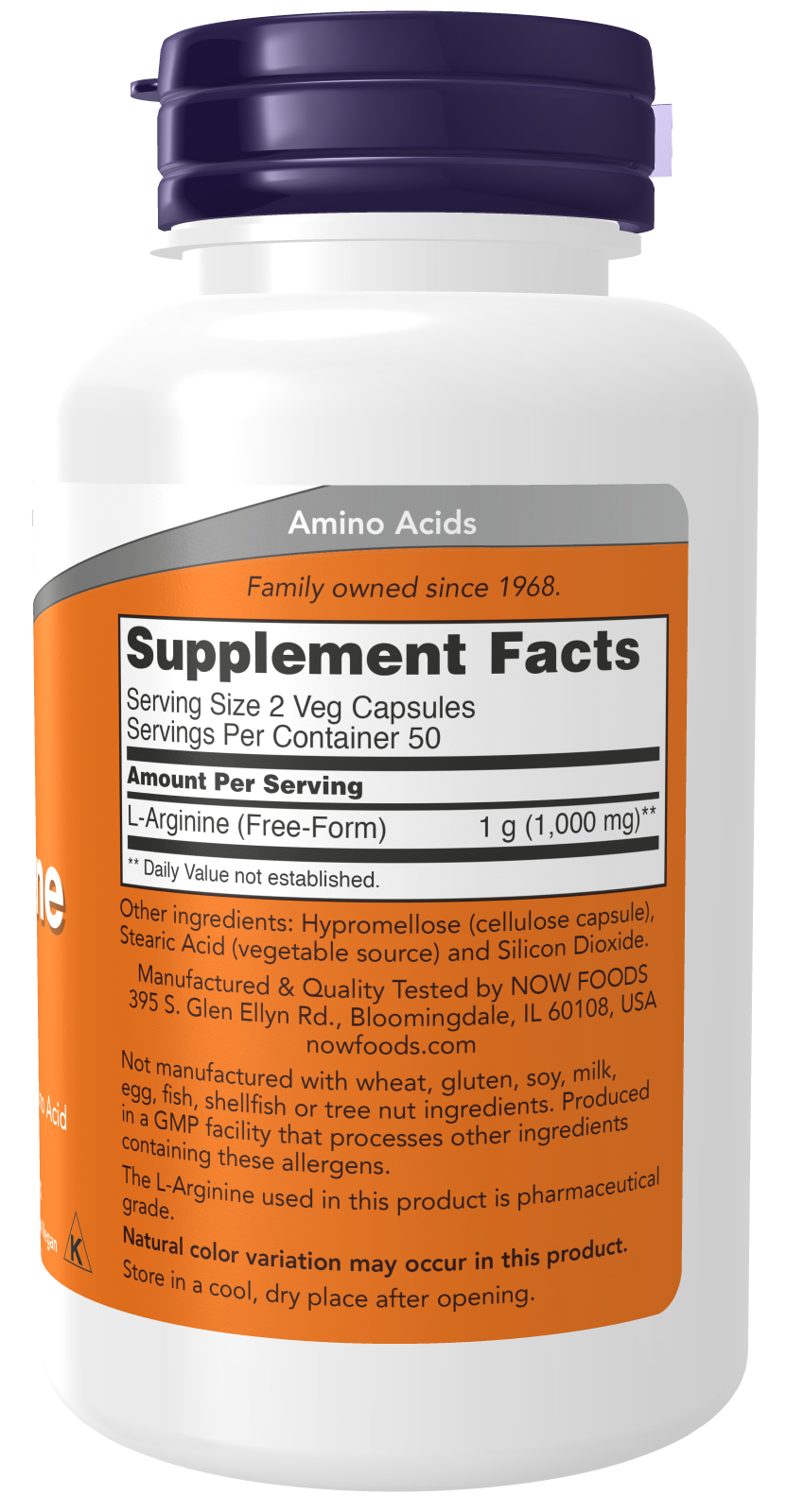 NOW L-Arginine 500mg 100 & 250 Caps - Image 5