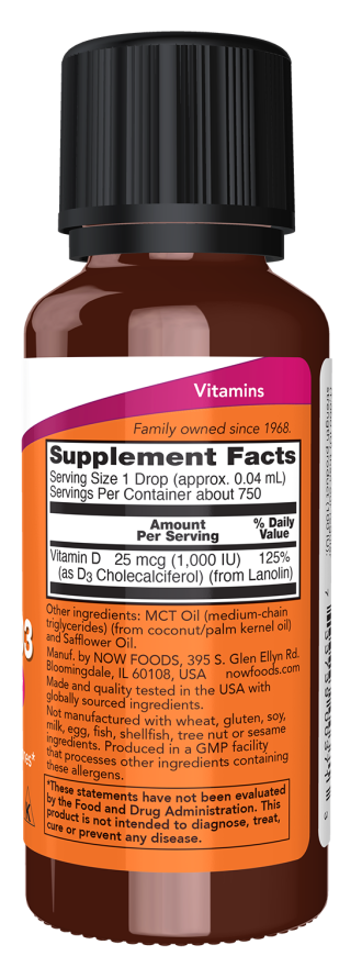 NOW Foods Liquid Vitamin D3, Extra Strength 1 fl oz. - Image 2
