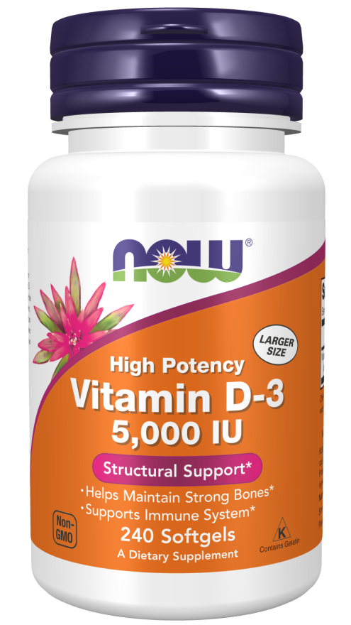 NOW Foods Vitamin D3 5000 IU 120 or 240 Softgels