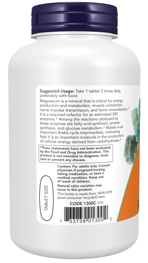 NOW Foods Magnesium Malate 1,000 mg 180 Tabs - Image 2