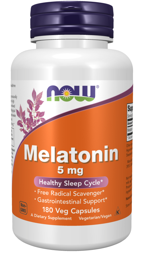 NOW Foods Melatonin 5mg 60 or 180 Veg Caps