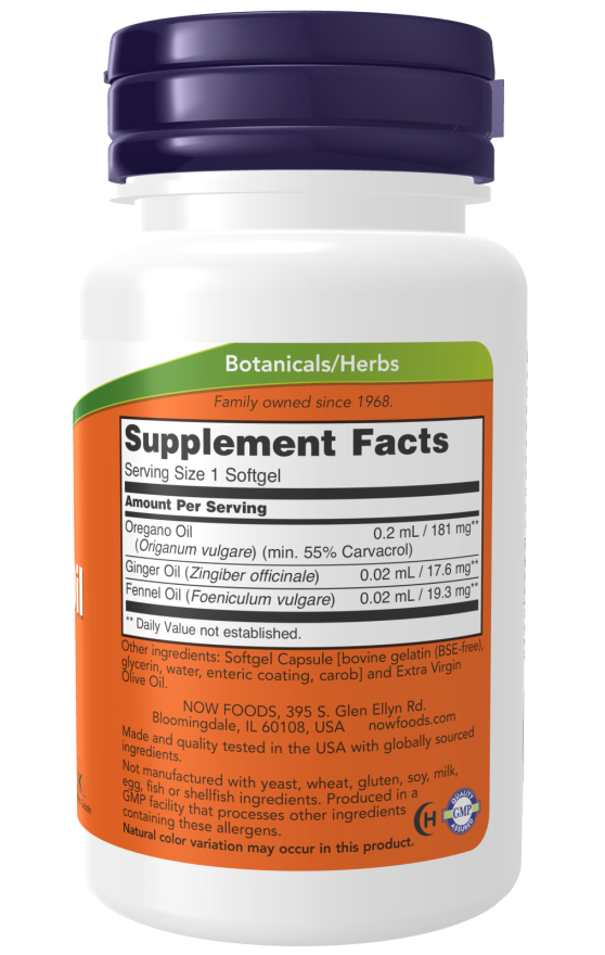 NOW Foods Oregano Oil 90 Softgels - Image 2