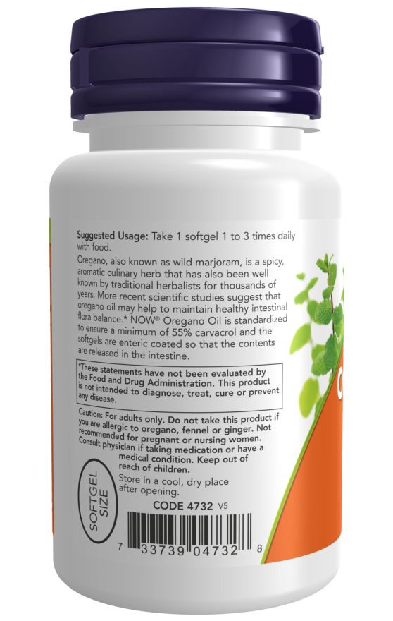 NOW Foods Oregano Oil 90 Softgels - Image 3