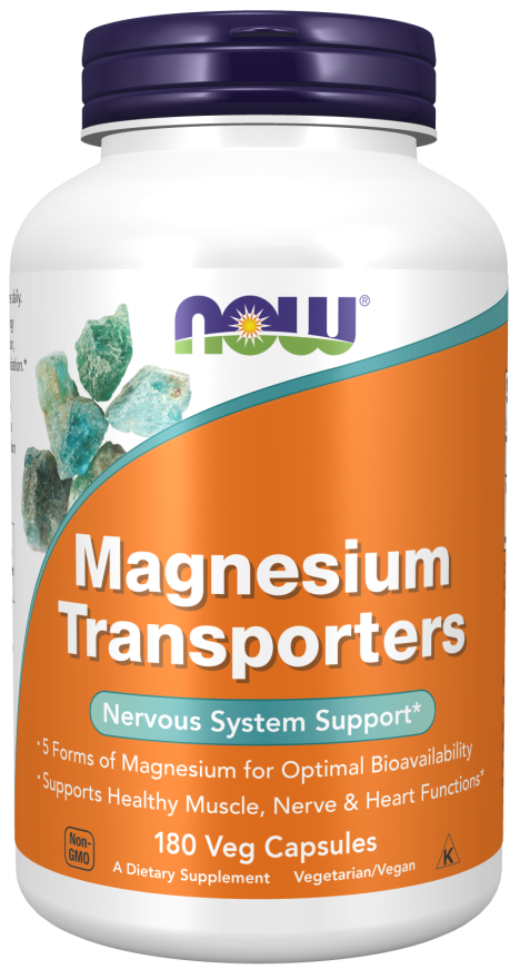 NOW Foods Magnesium Transporters 180 Veg Capsules