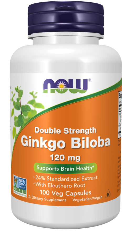 NOW Foods Ginkgo Biloba Double Strength 120 mg 100 Veg Capsules