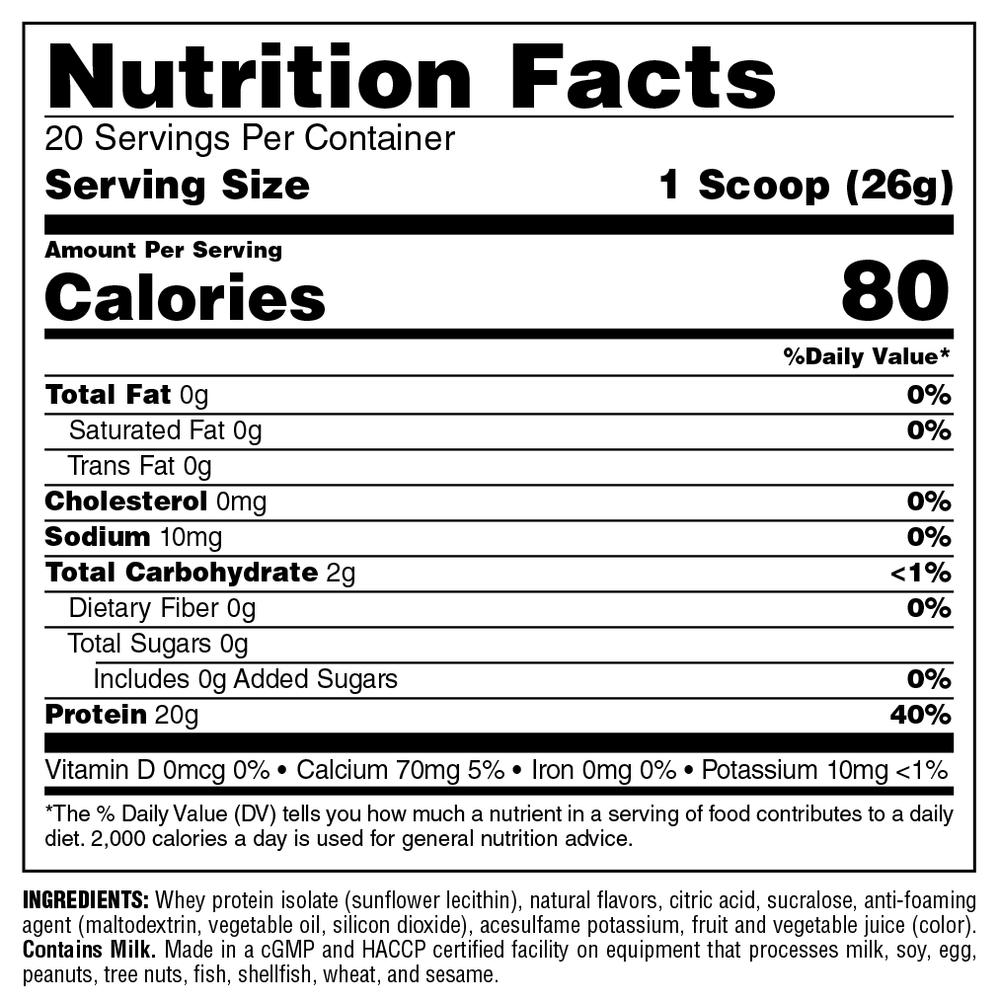 Universal Nutrition Animal Whey Isolate Clear Protein Powder 1.14 lb 20 Servings - Image 3