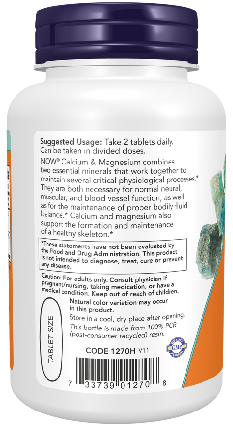 NOW Foods Calcium Magnesium 2:1 Ratio 250 Tabs - Image 2