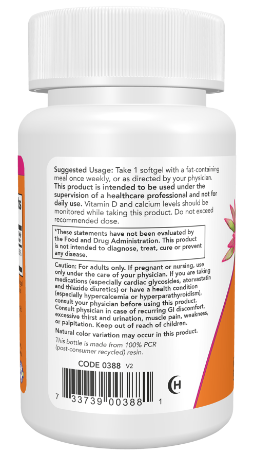 NOW Foods Vitamin D3 50,000 IU 50 Softgels - Image 3