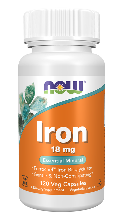 NOW Foods Iron 18 mg Veg 120 Capsules