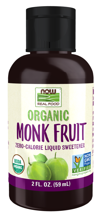 NOW Foods Organic Monk Fruit Sweetener 2 & 8 Fl Oz Bottles