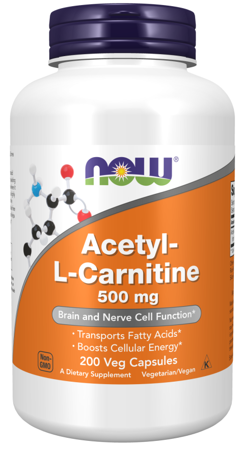 NOW Foods Acetyl-L Carnitine 500 mg - 100 & 200 Vcaps® - Image 2