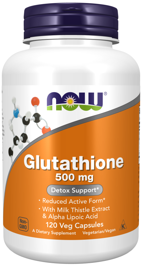 NOW Foods Glutathione 500mg 30 Caps, 60 Caps, or 120 Veg Caps - Image 2