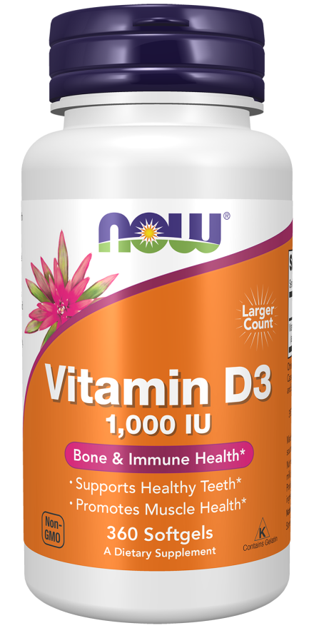 NOW Foods Vitamin D3 1000 IU 180 & 360 Softgels