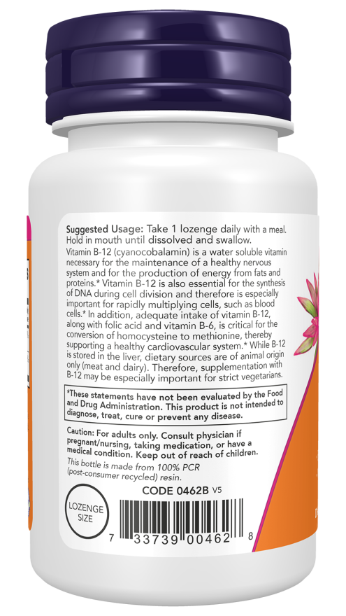 NOW Foods Vitamin B-12 5000mcg 60 Lozenges - Image 3