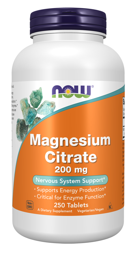 NOW Foods Magnesium Citrate 200mg 100 Tablets & 250 Tablets - Image 2