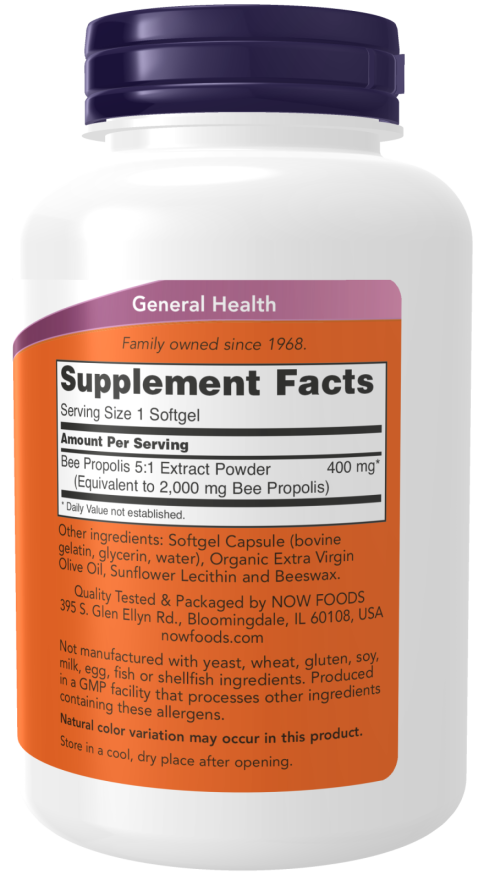 NOW Foods Propolis 2000 5:1 Extract 90 Softgels - Image 2