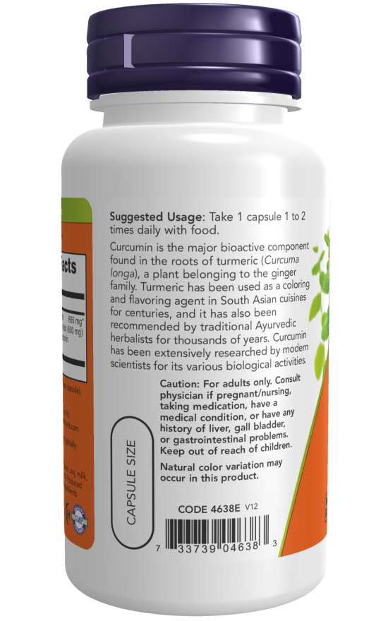 NOW Foods Turmeric Curcumin 60 & 120 Veg Capsules - Image 4