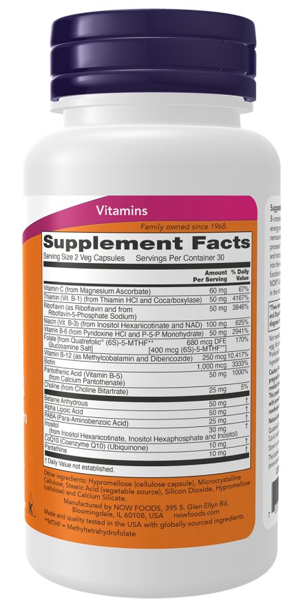 NOW Foods Coenzyme B-Complex 120 Veg Capsules - Image 2