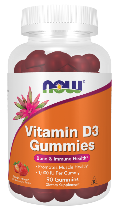 NOW Foods Vitamin D3 Gummies Strawberry Flavor 90