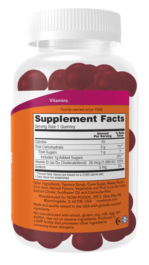 NOW Foods Vitamin D3 Gummies Strawberry Flavor 90 - Image 2