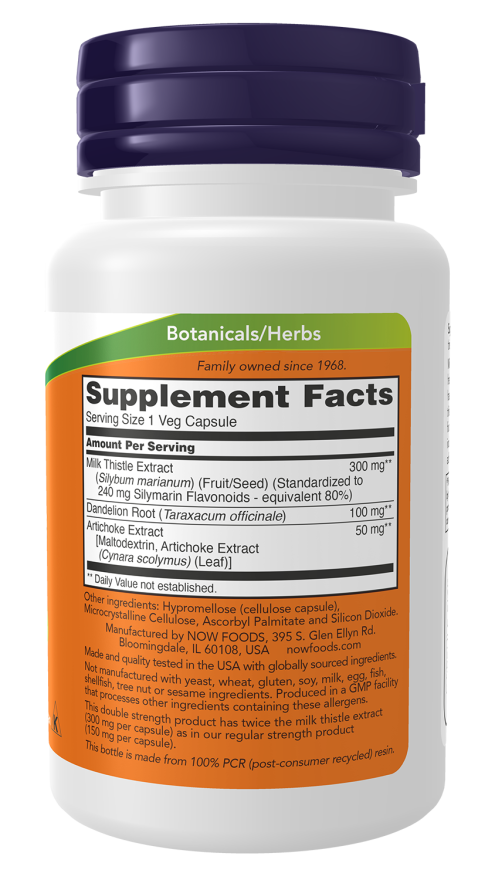 NOW Foods Silymarin Double Strength Milk Thistle Extract 300 mg - 200 Veg Capsules - Image 2