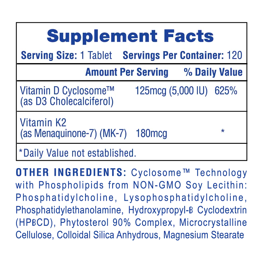Hi-Tech Pharmaceuticals Mega Vitamin D3 K2 100 Ct - Image 3
