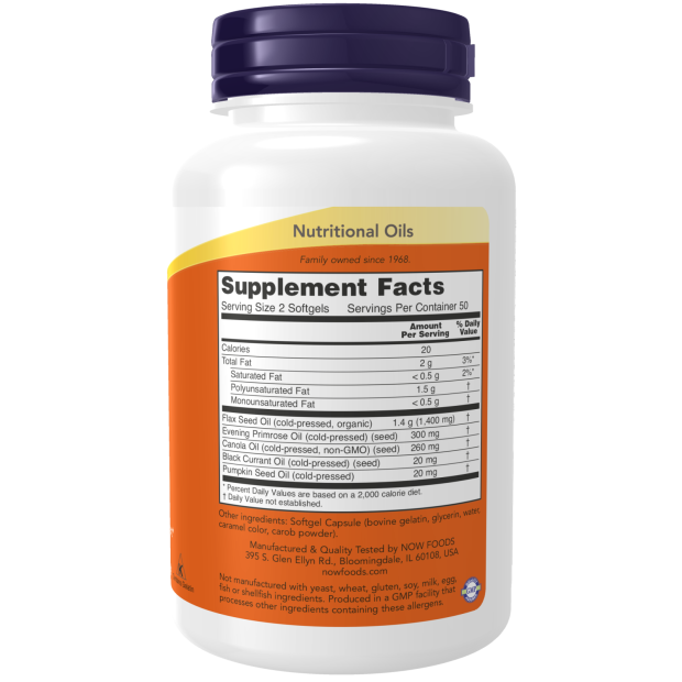 NOW Foods Omega 3-6-9 1000 mg 100 Softgels - Image 2
