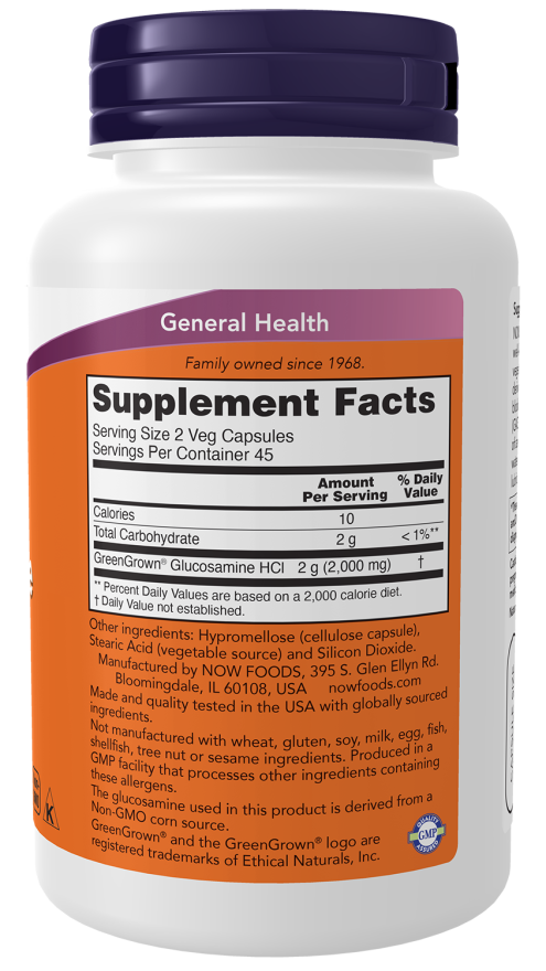 NOW Foods Glucosamine '1000' (Vegetarian) 90 Veg Capsules - Image 3