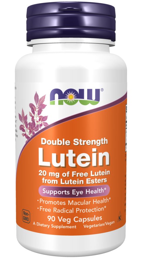 NOW Foods Lutein Double Strength 20mg — 90 Veg Capsules | Eye Health Support